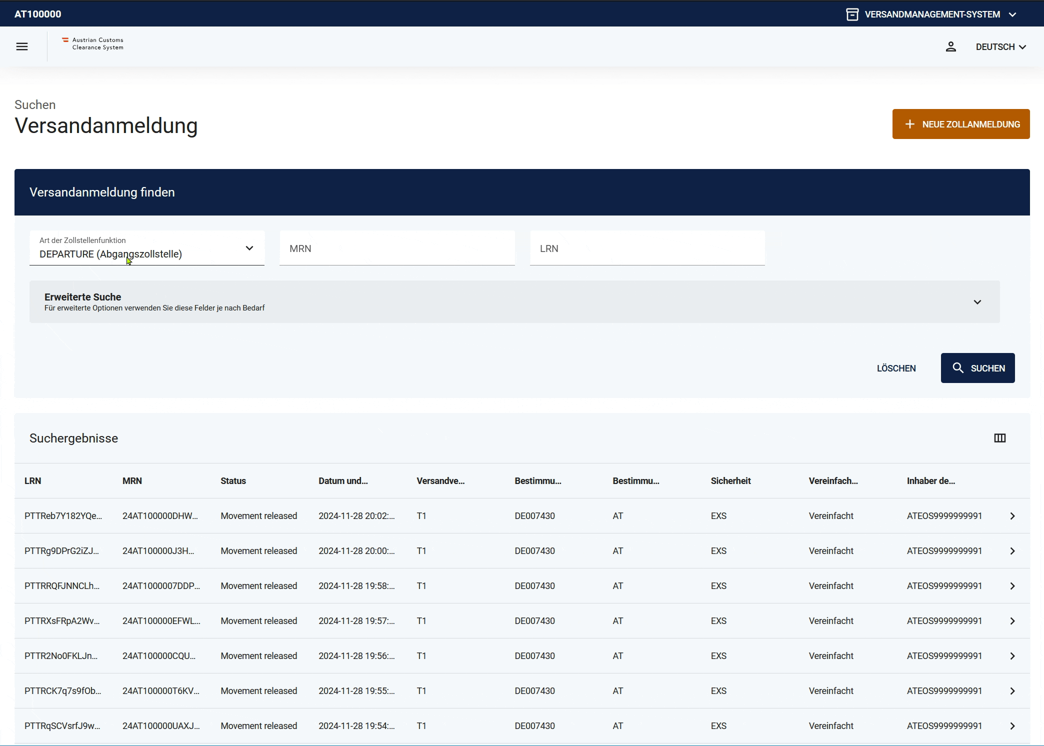 Filter Warenort Bestimmung